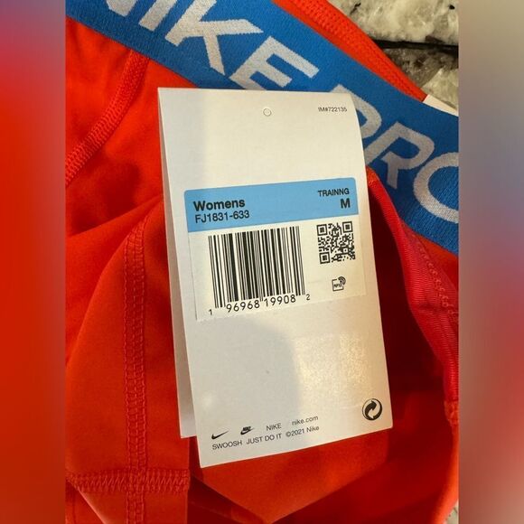 NWT New NIKE PRO Tight Fit 3” Training Shorts Dark Orange Red Blue M - Picture 3 of 6